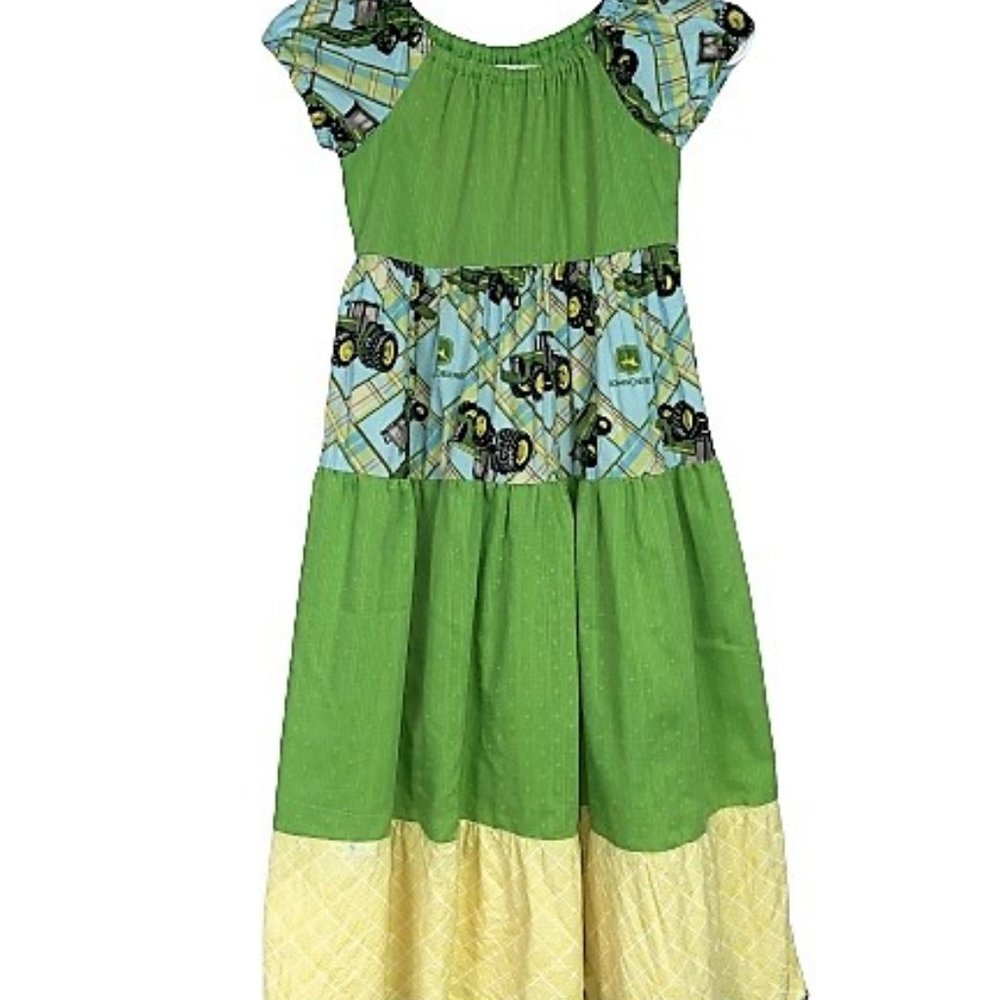 Girls M 10/12 JOHN DEERE Cap Sleeve Tiered Dress!